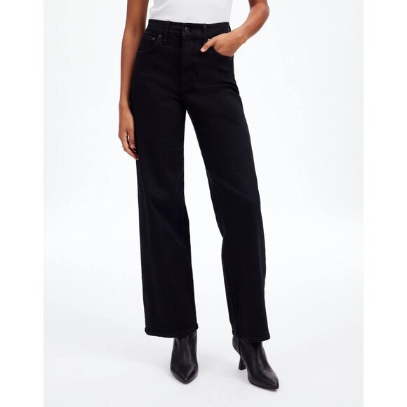 Madewell New The Petite Perfect Vintage Wide-Leg Jean in Black Rinse Wash 31P - Picture 1 of 12